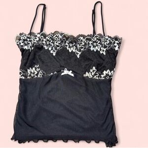Elegant Black Lace Trim Women's Top